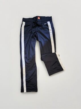 Y2k Navy Blue Nike Athletic Pants with White Side Panels